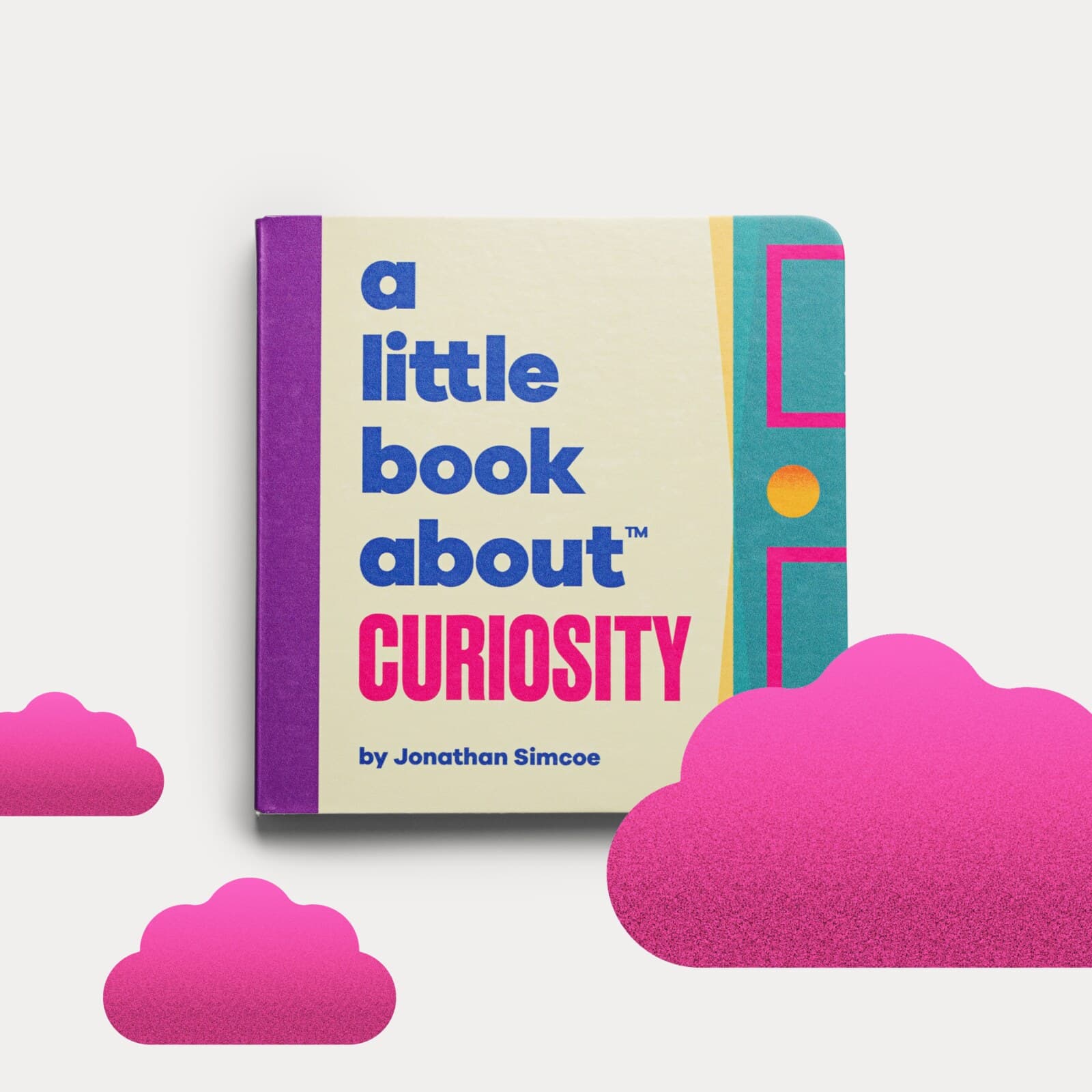 Book standing against pink clouds