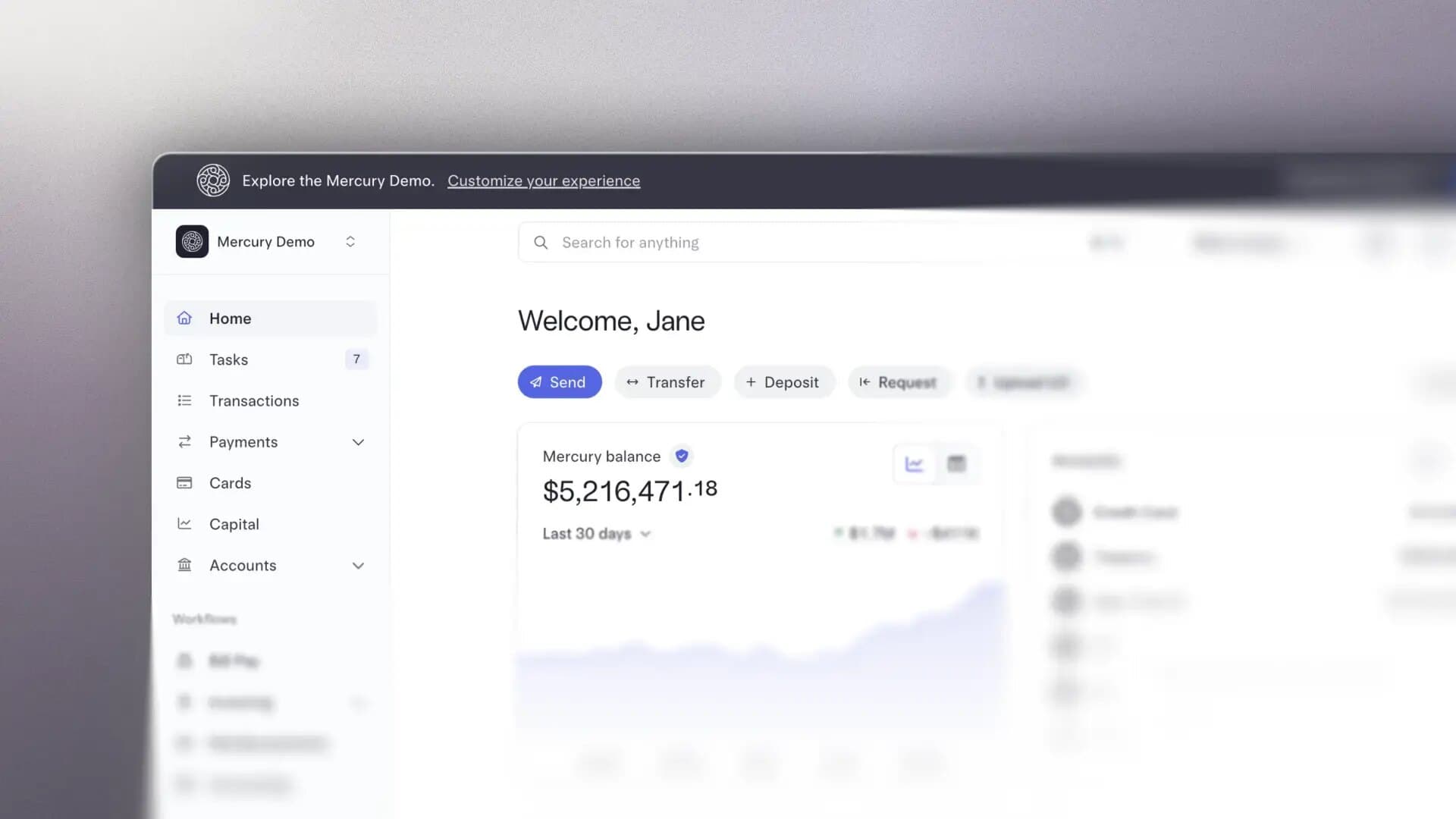 Mercury demo dashboard