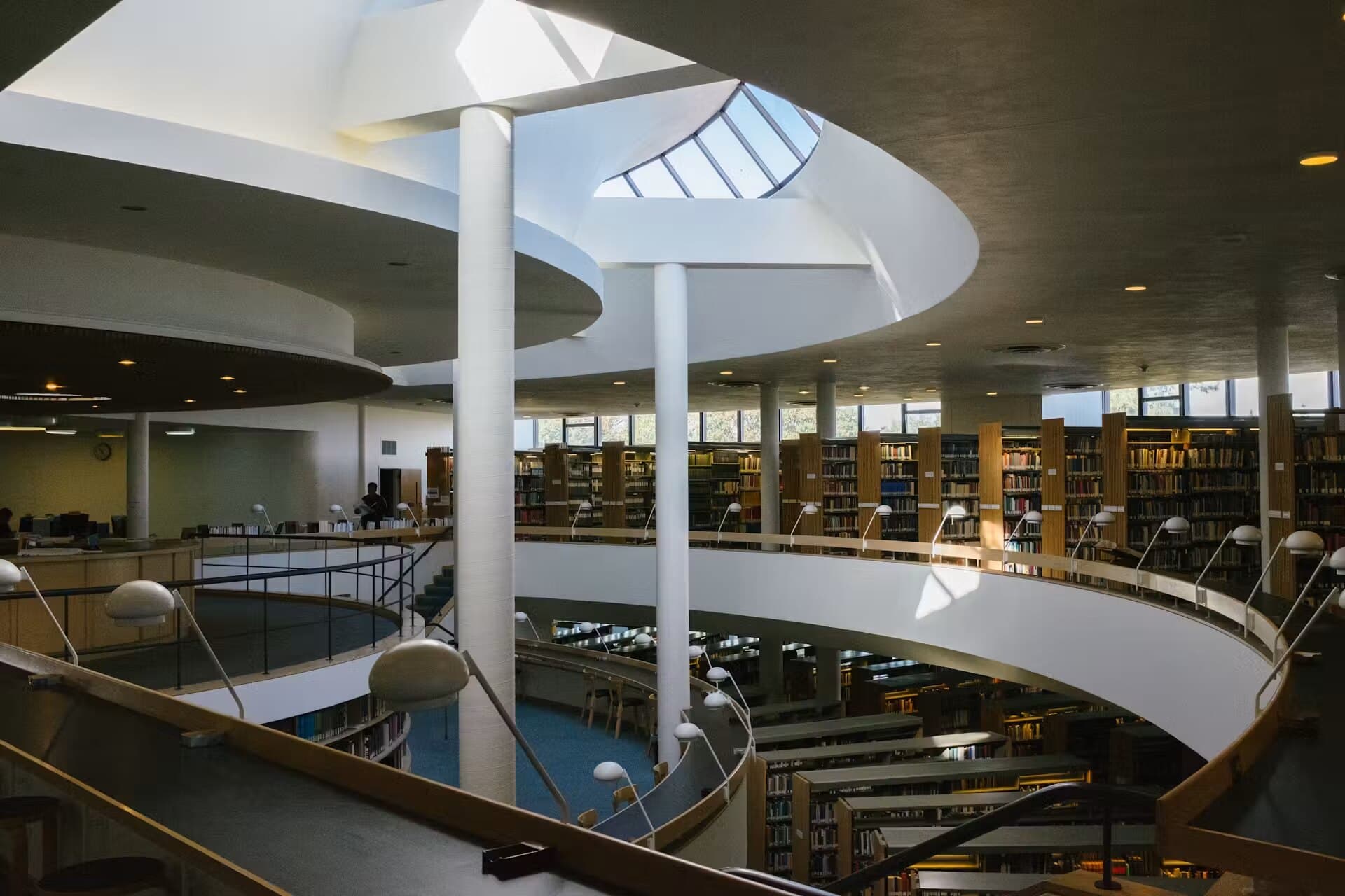 Curved library balconies